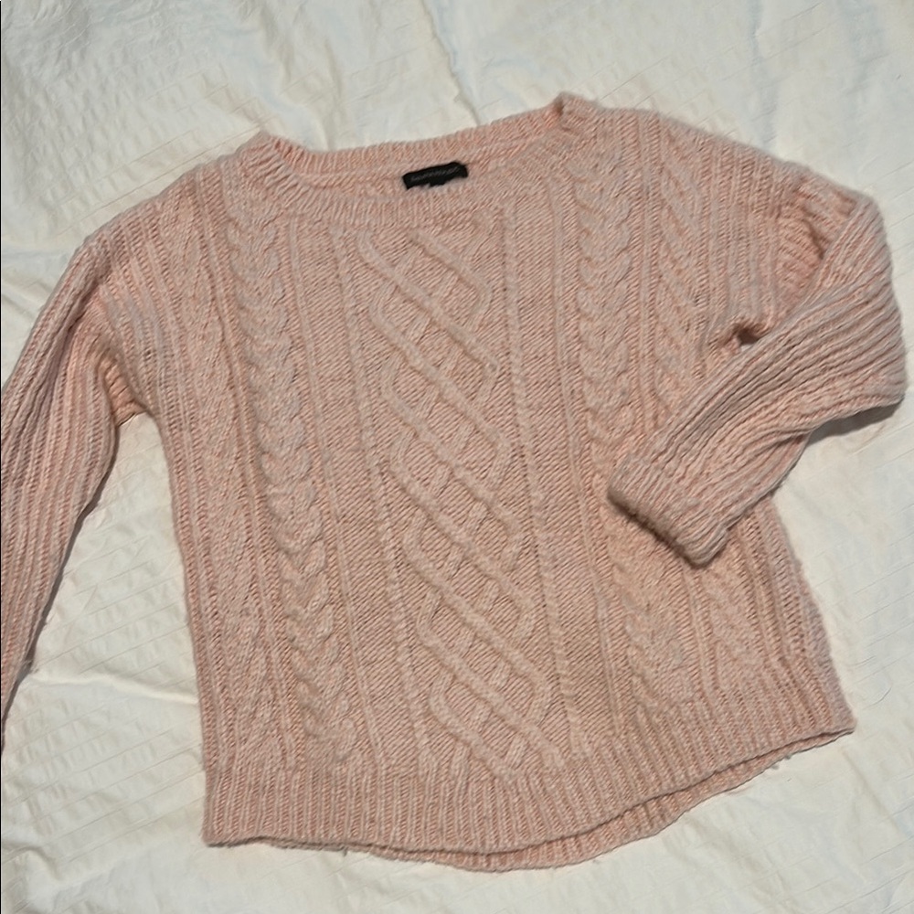Banana Republic Pink Cable Knit Crew Neck Sweater